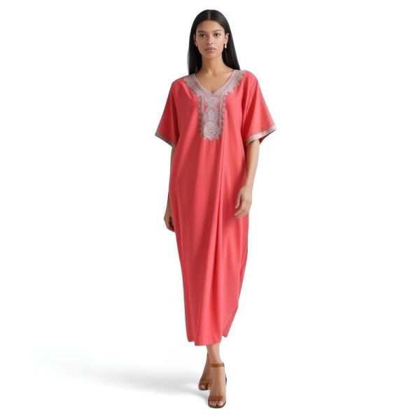 Djellaba femme maison brodée en coton 