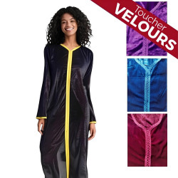 Djellaba femme en velours et liseret assorti - 4