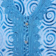 Djellaba femme turquoise imprimé géométrique col brodé perles et strass décoratifs