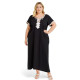 Djellaba femme coton uni galon beige doré - 7