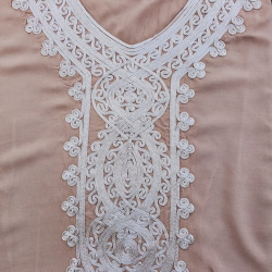 Djellaba femme maison brodée – 100% coton - beige / marron