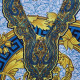 Djellaba femme imprimée chic bleu ample et confortable en polyester fluide