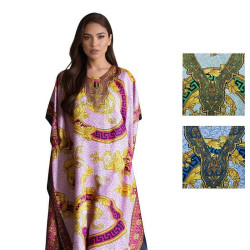 Djellaba femme imprimée chic fuchsia élégante en tissu fluide et léger