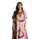 Djellaba femme imprimée chic rose fuchia élégante en tissu fluide et léger