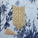Djellaba femme habillée bleu marine chic imprimée avec franges décoratives et galon