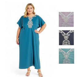 Djellaba femme indigo brodée élégante et fluide
