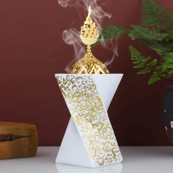 Encensoir moderne doré et blanc – 9x5 cm - special bakhoor