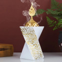 Encensoir moderne doré et blanc – 9x5 cm