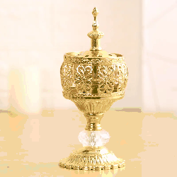 Brûleur à bakhoor doré sur pied avec grille pour charbon et base cristal