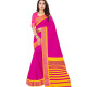 Sari indien fuchsia et ocre satiné , coupon complet à draper 