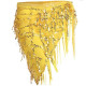ceinture de danse orientale triangle jaune à paillettes or et franges 