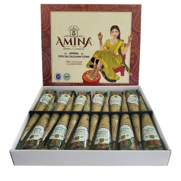 12 cônes Henné naturel Amina marron boite