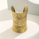 Manchette dorée femme – bracelet oriental large à motifs ciselés 10 cm - 