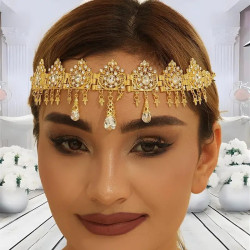 Bijou de tête oriental doré à strass cristal articulé pour mariage ou spectacle