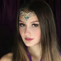 Chaîne de front à strass argentée – bijou frontal élastique pour coiffure orientale