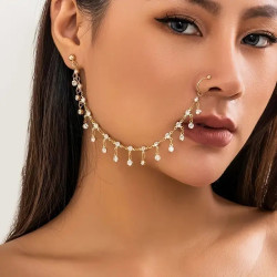 Bijou de nez indien doré à strass sans perçage