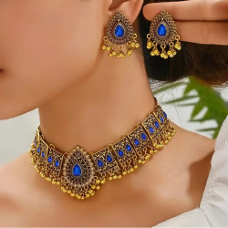 Parure bijoux indiens bleu saphir royal