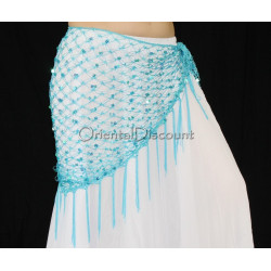 Ceinture filet de danse orientale turquoise