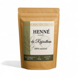 Henné en poudre naturel BAQ du Rajasthanen sachet kraft