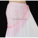 Ceinture foulard filet de danse orientale rose clair