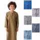 Qamis enfant Omani kaki à manches longues avec poches latérales et finition traditionnelle