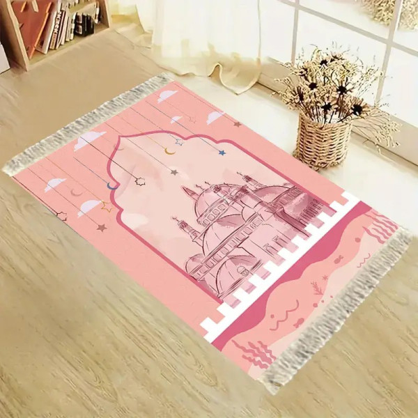 Tapis de prière enfant rose doux 95x48 cm 