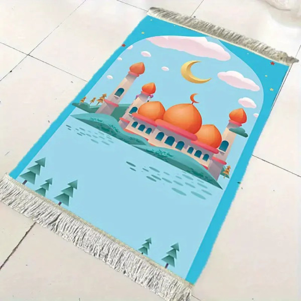 Tapis de prière pour enfant pas cher bleu