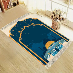 Tapis de prière bleu nuit pour enfant – ciel étoilé et douceur - 1