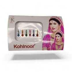 Lot de 6 bindis autocollants colorés – Bijoux de front indiens traditionnels multicolores - paquet complet