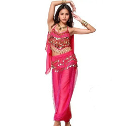 Costume Jasmine de danse orientale fuchsia à sequins – Tenue 2 pièces pour spectacle - 1
