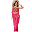 Costume Jasmine de danse orientale fuchsia à sequins – Tenue 2 pièces pour spectacle