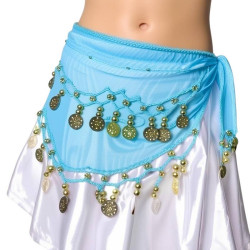 Ceinture de danse orientale enfant turquoise - 1