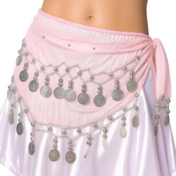 Ceinture enfant de danse orientale rose argent