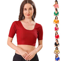 Choli pour sari indien – Haut court élastiqué dos échancré panel de couleurs