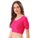 Choli pour sari indien – Haut court élastiqué dos échancré fushia coté