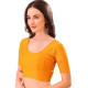 Choli pour sari indien – Haut court élastiqué dos échancré ocre coté