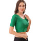 Choli pour sari indien – Haut court élastiqué dos échancré vert coté