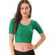 Choli pour sari indien – Haut court élastiqué dos échancré vert face