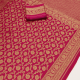 Sari indien fuchsia et doré femme – Coupon deplié