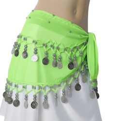 Ceinture enfant de danse orientale vert argent - 1