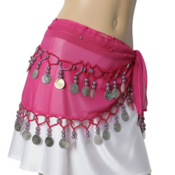 Ceinture enfant de danse orientale fuschia argent - 1