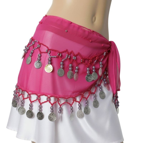 Ceinture enfant de danse orientale fuschia argent - 1