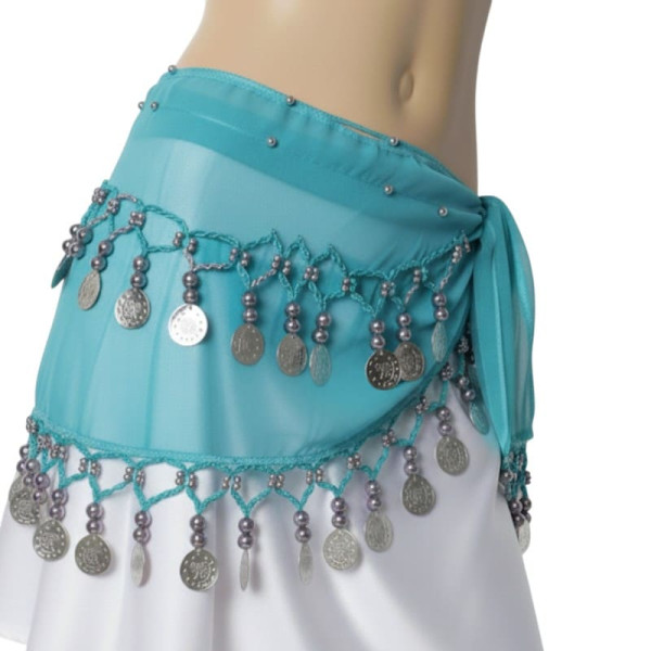 Ceinture enfant de danse orientale turquoise argent - 1