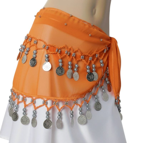 Ceinture enfant de danse orientale orange argent - 1