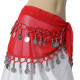 Ceinture enfant de danse orientale rouge argent - 1