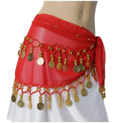 Ceinture de danse orientale enfant rouge - 1