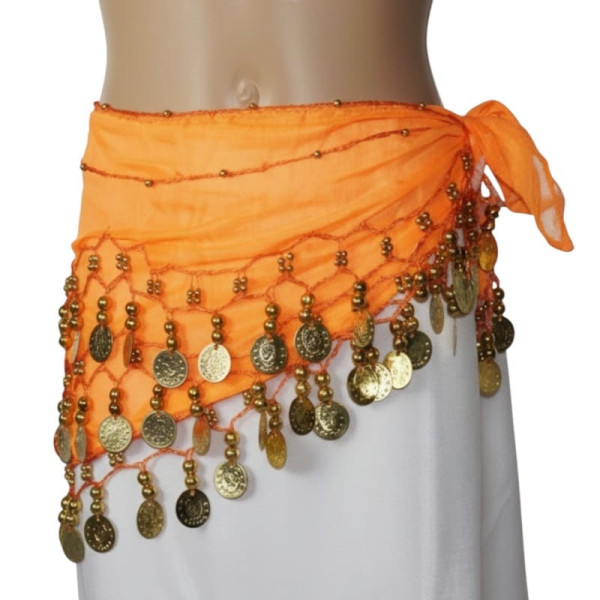 Ceinture de danse orientale enfant orange doré - 1