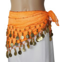 Ceinture de danse orientale enfant orange doré