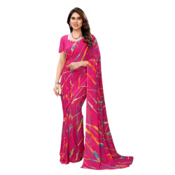 Sari indien moderne multicolore en georgette fluideface sur fond blanc