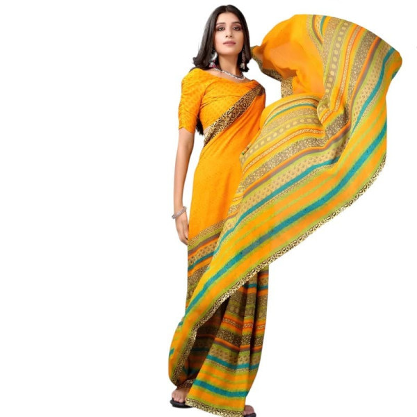 sari indien femme multicolore en viscose vue de face